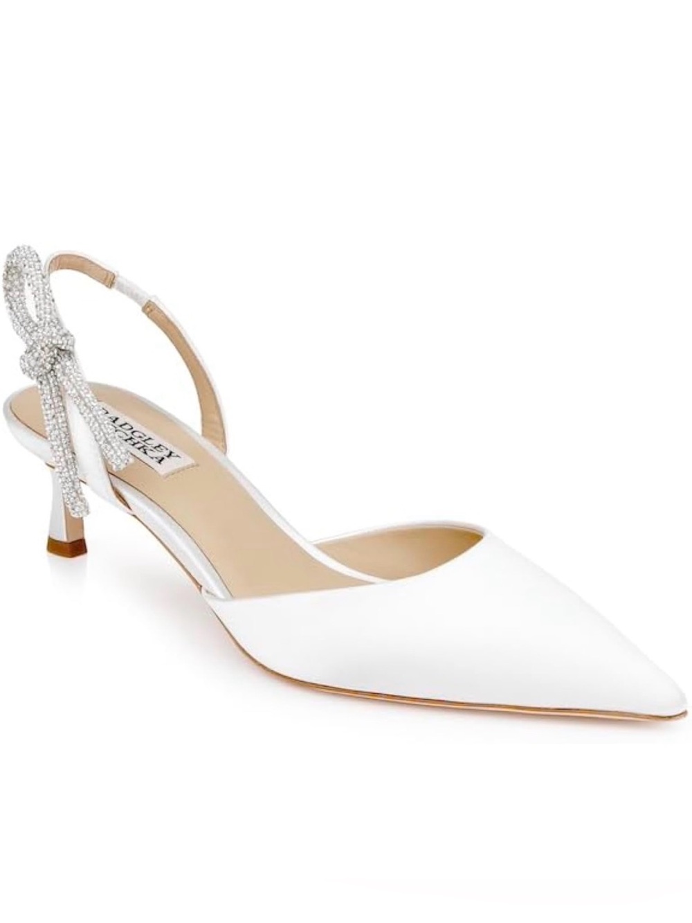 Badgley Mischka Womens Gentry - kitten heel slingback pumps - Soft white -size 5